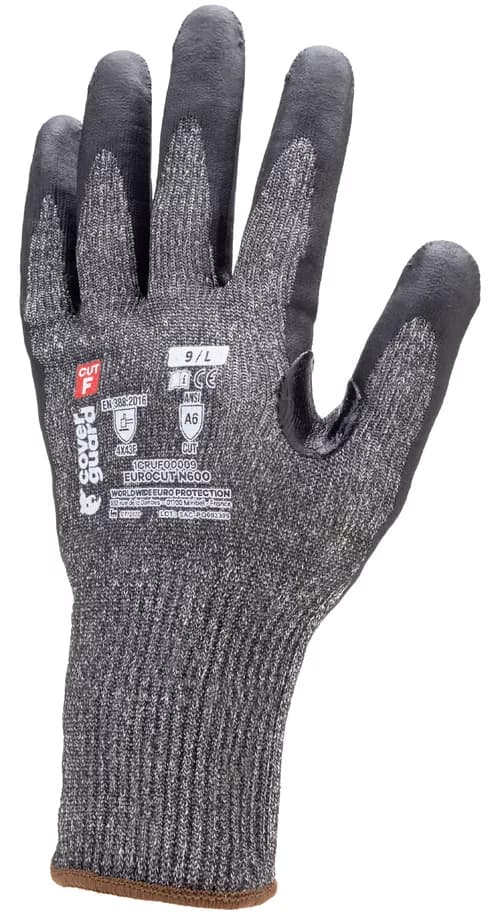 COVERGUARD EUROCUT 1CRUF AVUÇ İÇİ SİYAH KÖPÜK NİTRİL KAPLI F KESİLMEZ ELDİVEN NO:8