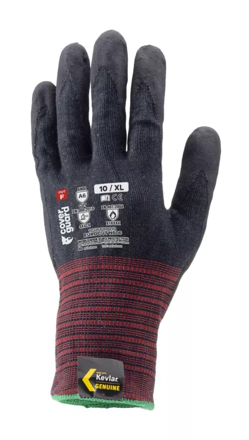 EUROCUT N606 1CUFF SİYAH KÖPÜK KAPLI KEVLAR F KESİLMEZ ELDİVEN