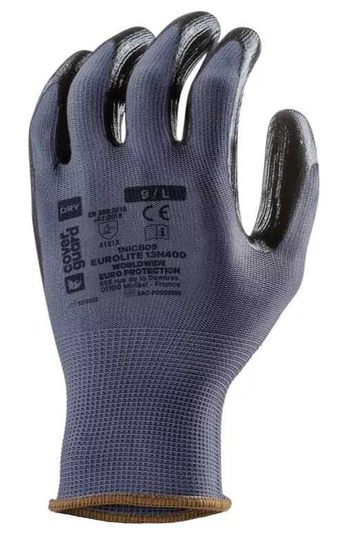EUROLİTE 13N400 GRİ DİKİŞSİZ NİTRİL KAPLI ÖRME POLYESTER ELDİVEN 9